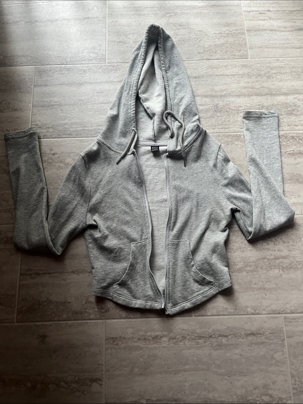 SHEIN Light Gray Hooded Zip Jacket